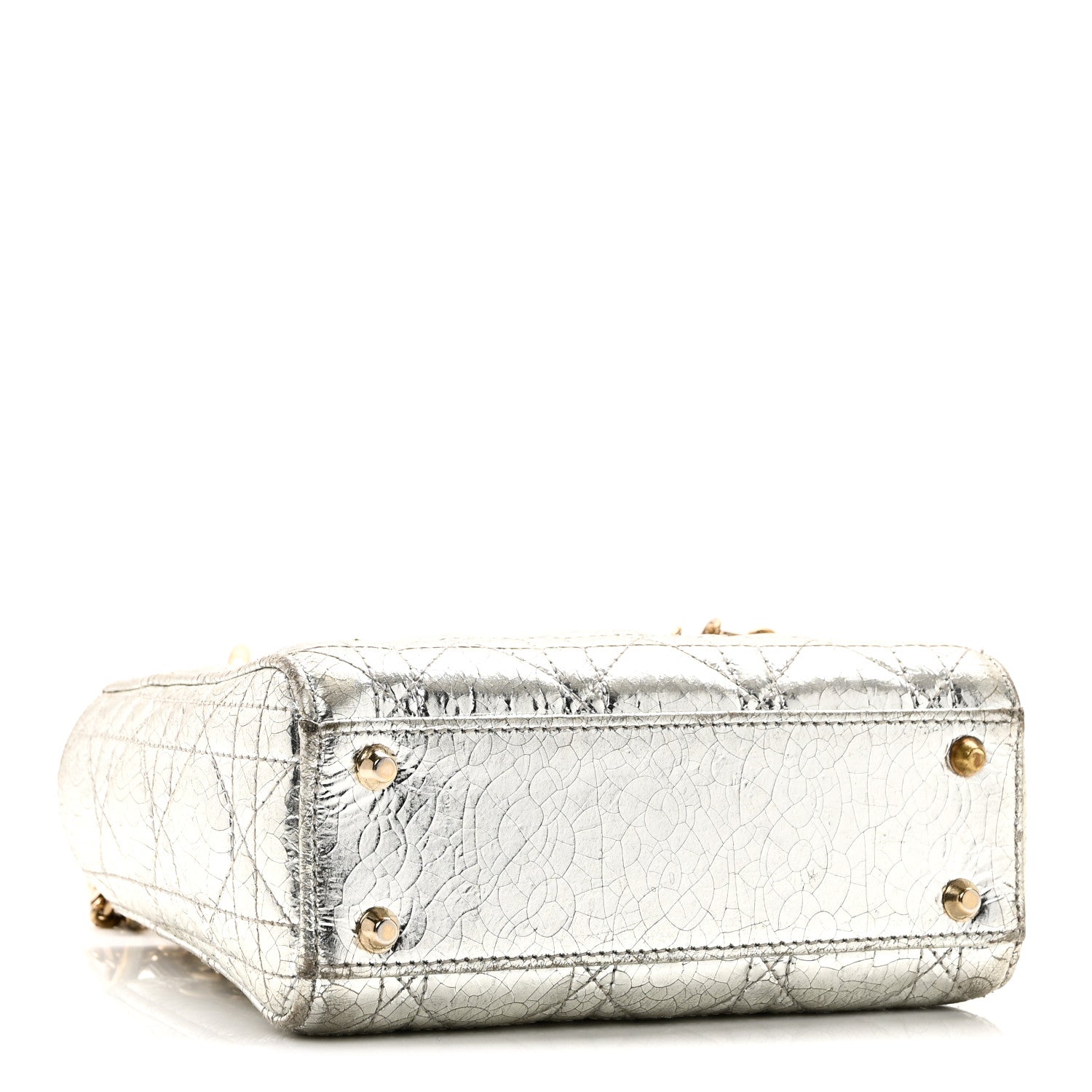 Christian Dior Metallic Crinkled Lambskin Cannage Mini Lady Dior Silver 4 of 10