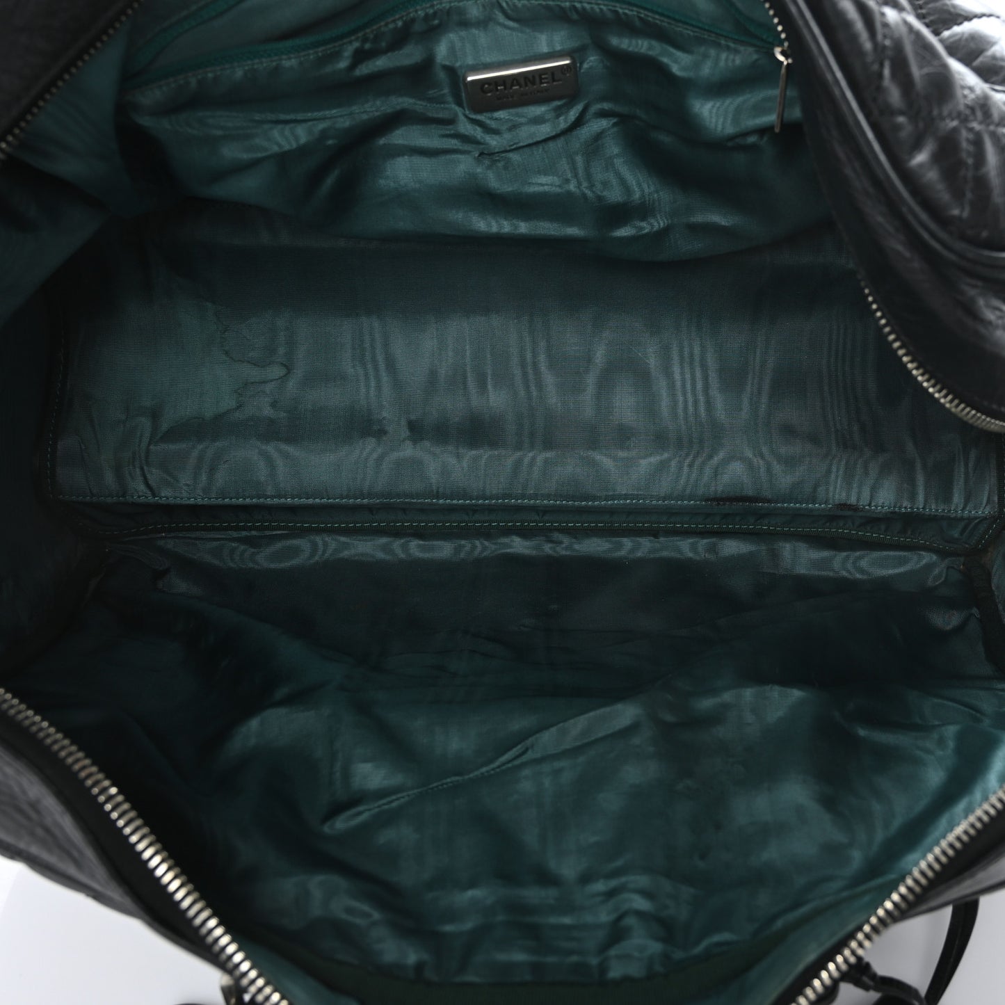 Aged Calfskin Nylon Duffel Trolley Black