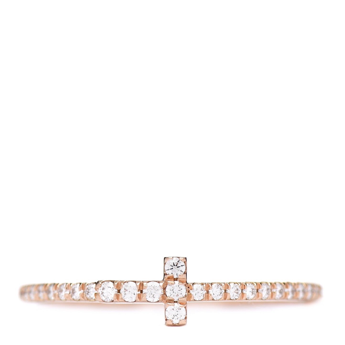 18K Rose Gold Diamond T Wire Pave Ring 56 7.75
