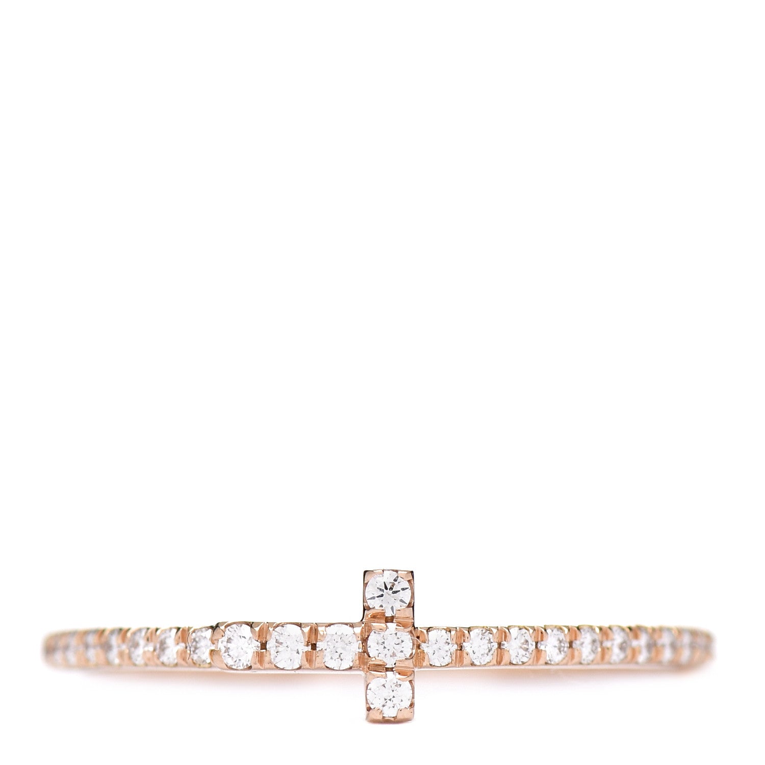 Tiffany 18K Rose Gold Diamond T Wire Pave Ring 56 7.75 1 of 6