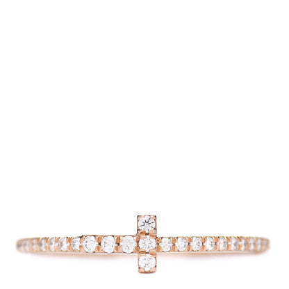 Tiffany 18K Rose Gold Diamond T Wire Pave Ring 56 7.75 1 of 6