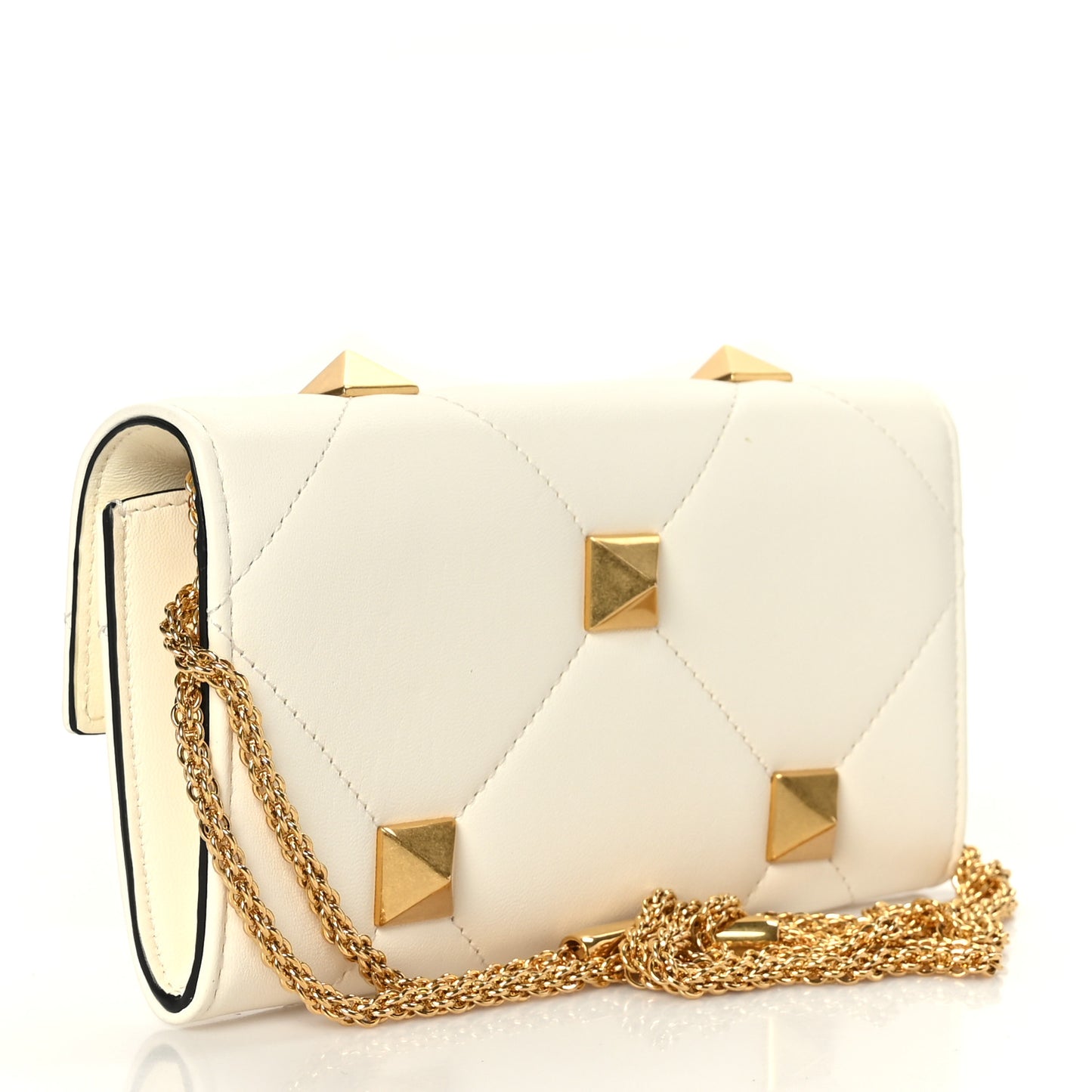 Nappa Roman Stud Wallet On Chain Ivory