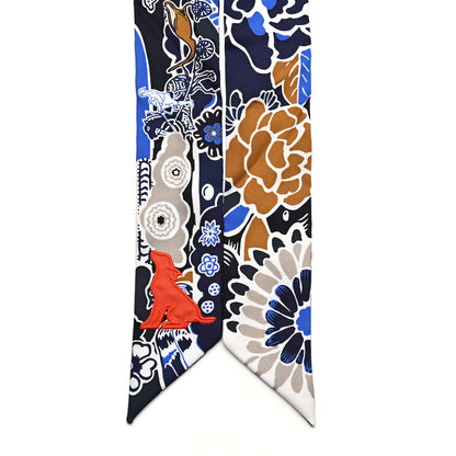 Hermes Silk Bingata Sticker Twilly Marine Tabac Bleu Vif 2 of 4