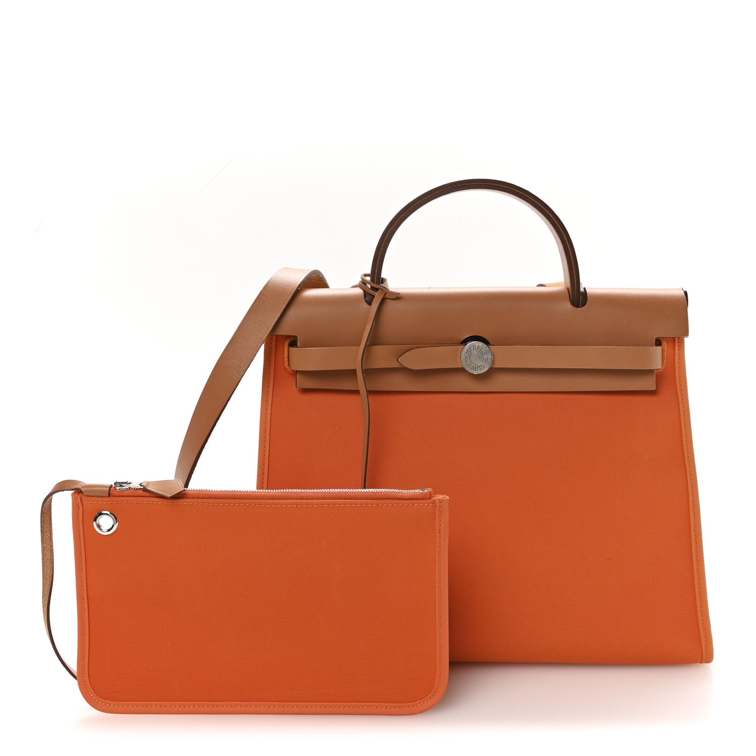 Hermes Vache Hunter Toile Herbag Zip 31 PM Orange 3 of 11