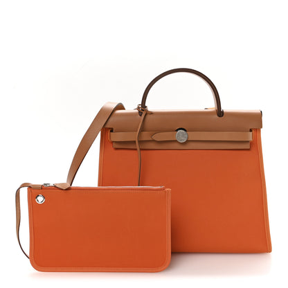 Hermes Vache Hunter Toile Herbag Zip 31 PM Orange 3 of 11