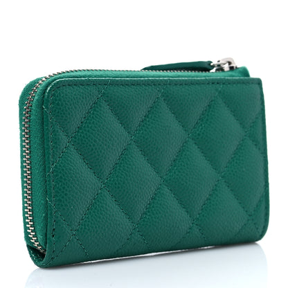 Chanel Caviar Quilted Zipped Key Holder Case Green 3 of 8