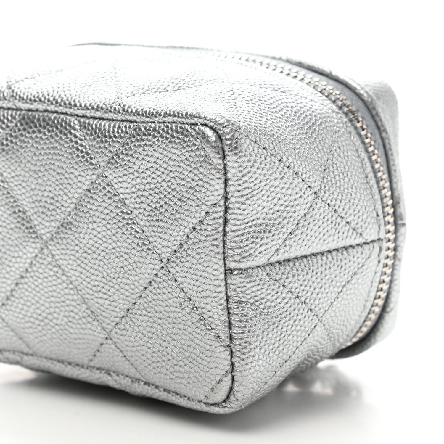 Chanel Metallic Caviar Quilted Mini Top Handle Vanity With Chain Silver 9 of 10