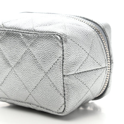 Chanel Metallic Caviar Quilted Mini Top Handle Vanity With Chain Silver 9 of 10