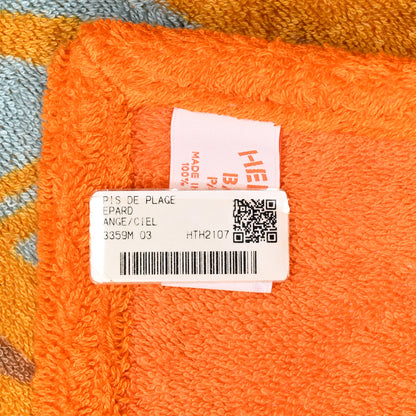 Hermes Cotton Terry Guepard Beach Towel Orange Ciel 4 of 7