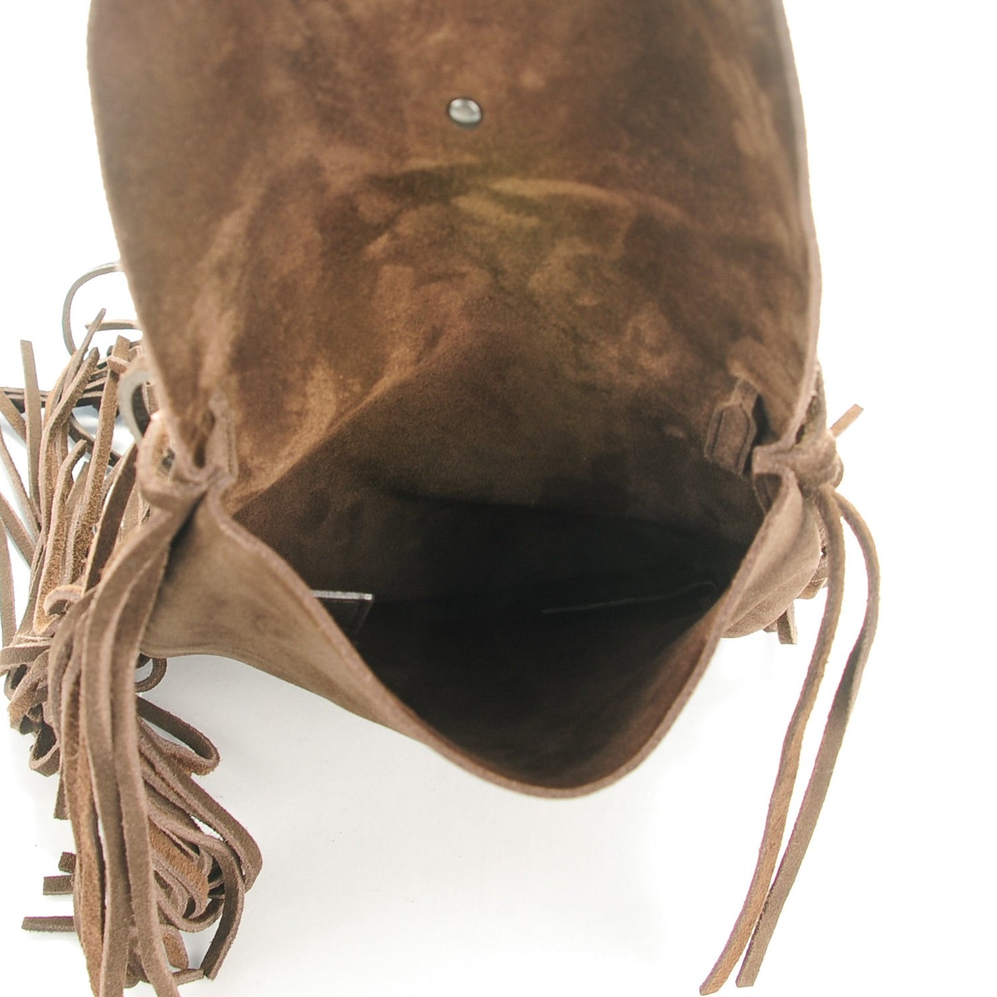 Suede Fringe Flat Anita Crossbody Bag Coffy Marrone