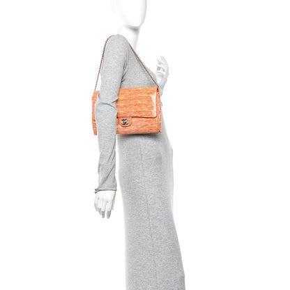 Chanel Patent Calfskin Striped Clutch With Chain Flap Red 2 of 11