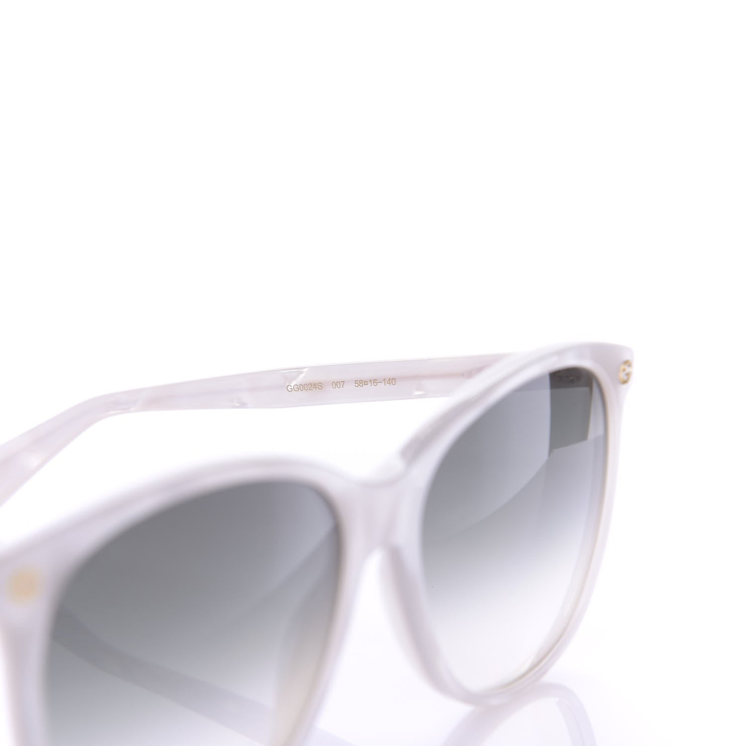 Gucci Acetate Round GG Sunglasses GG0024S Pearl 5 of 7