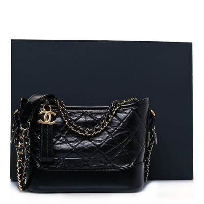 Chanel Aged Calfskin Quilted Small Gabrielle Hobo Black 11 of 11