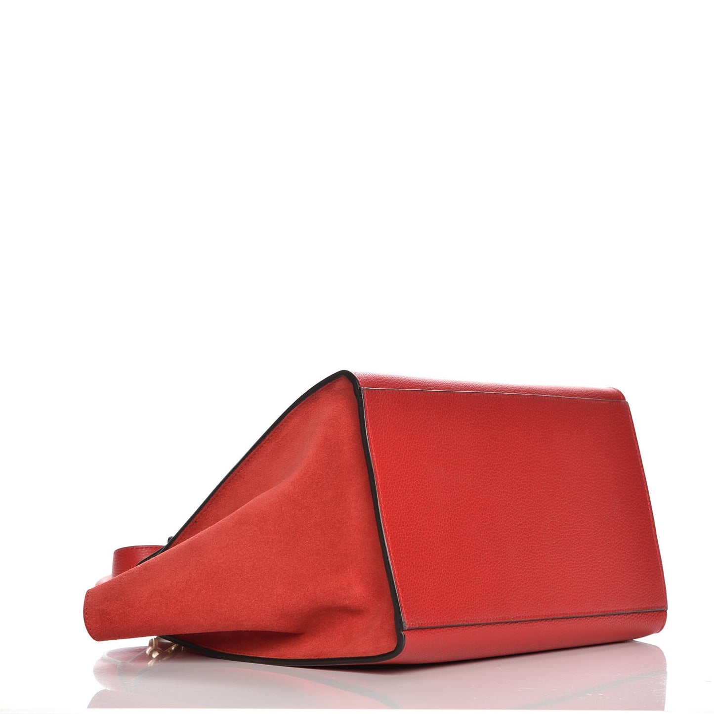 Drummed Calfskin Suede Medium Trapeze Coquelicot