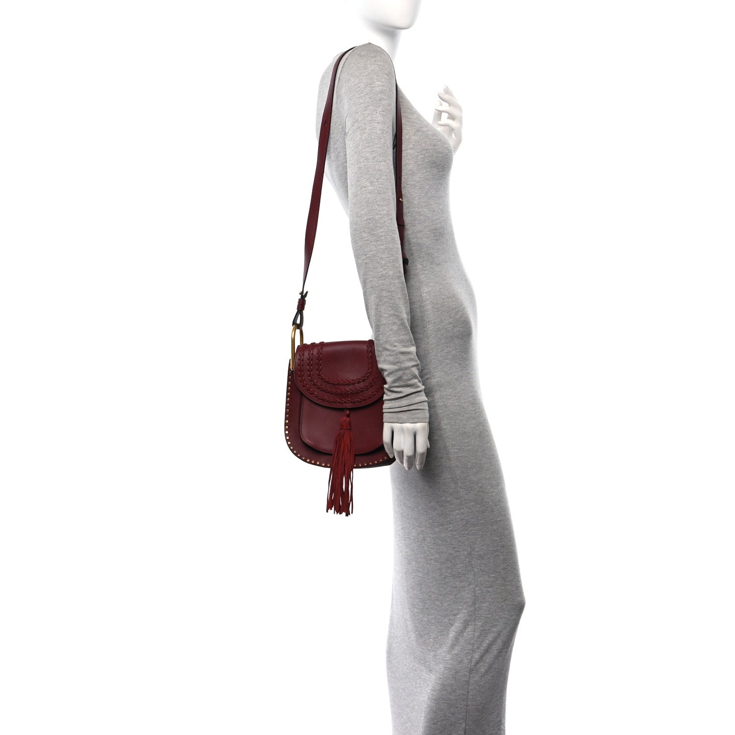 Chloe Calfskin Braided Small Hudson Shoulder Bag Sienna Red 2 of 10