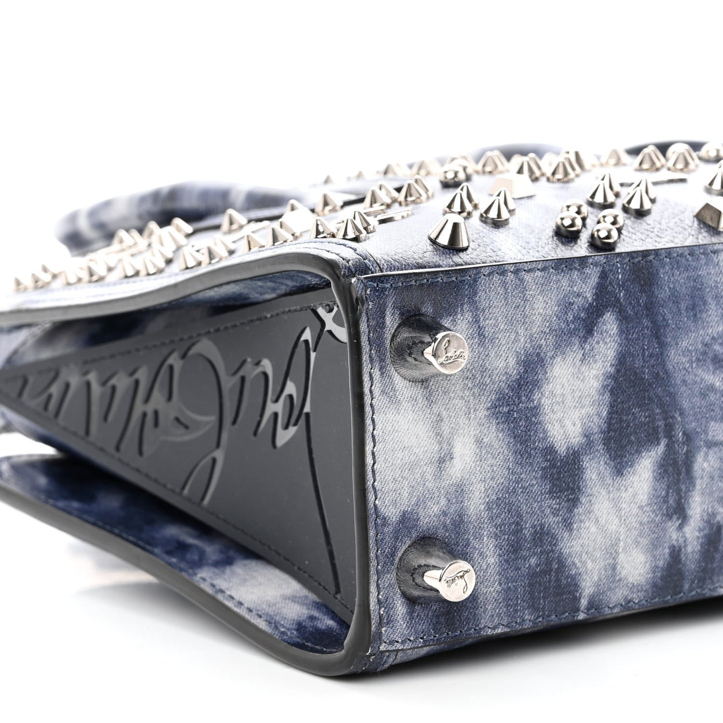 Metallic Calfskin Tie Dye Spikes Loubinthesky Mini Paloma Multicolor Silver