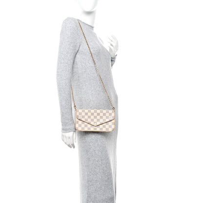 Louis Vuitton Damier Azur Pochette Felicie Chain Wallet Rose Ballerine 2 of 11