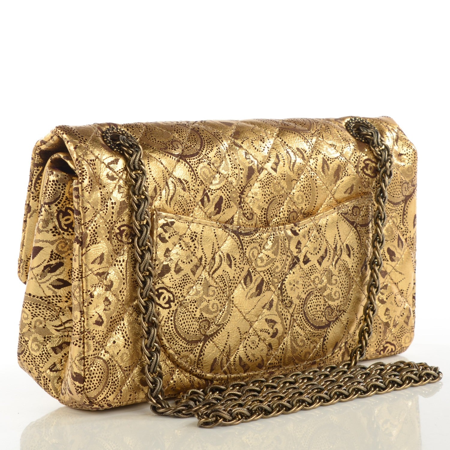 Chanel Buffalo Hand Painted Lace 2.55 Reissue 225 Flap Gold 3 of 9