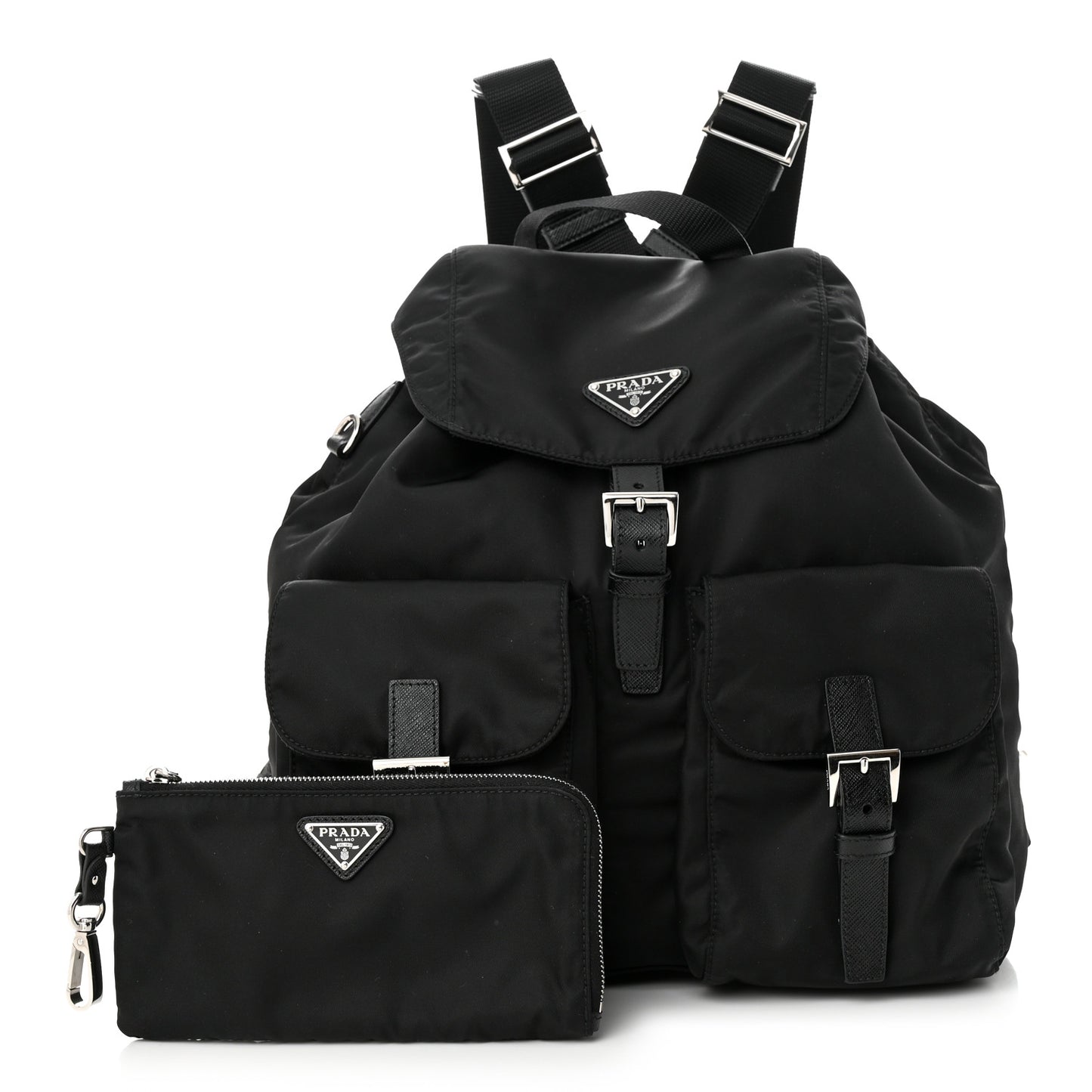 Tessuto Nylon Saffiano Medium Backpack Black