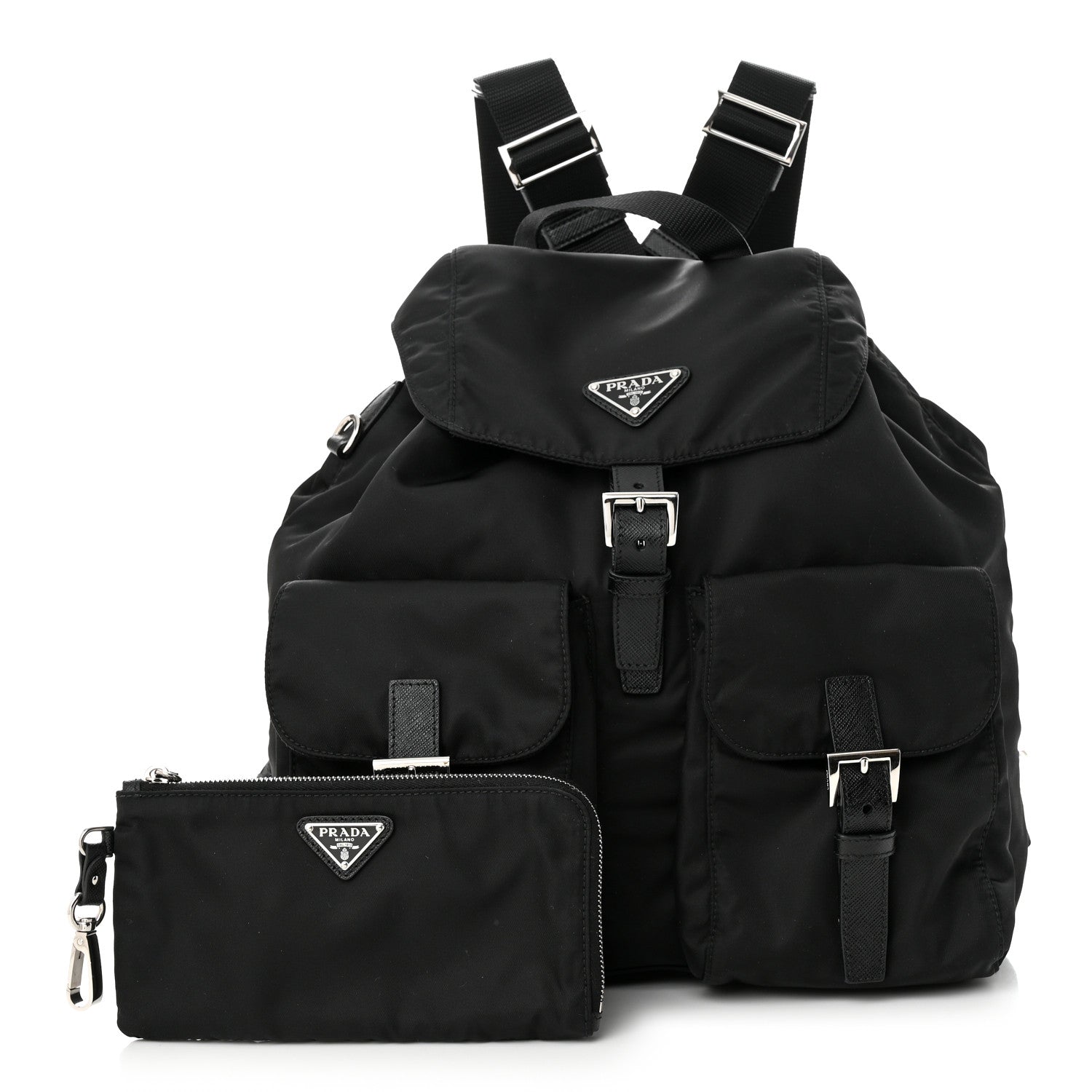 Prada Tessuto Nylon Saffiano Medium Backpack Black 1 of 12