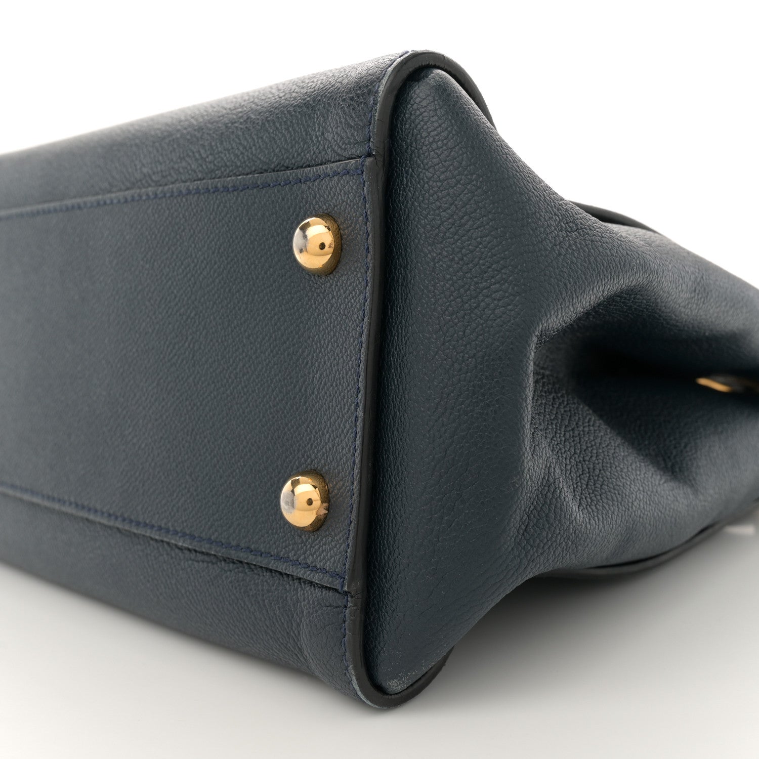 Burberry Soft Grain Calfskin Medium Buckle Tote Blue Carbon