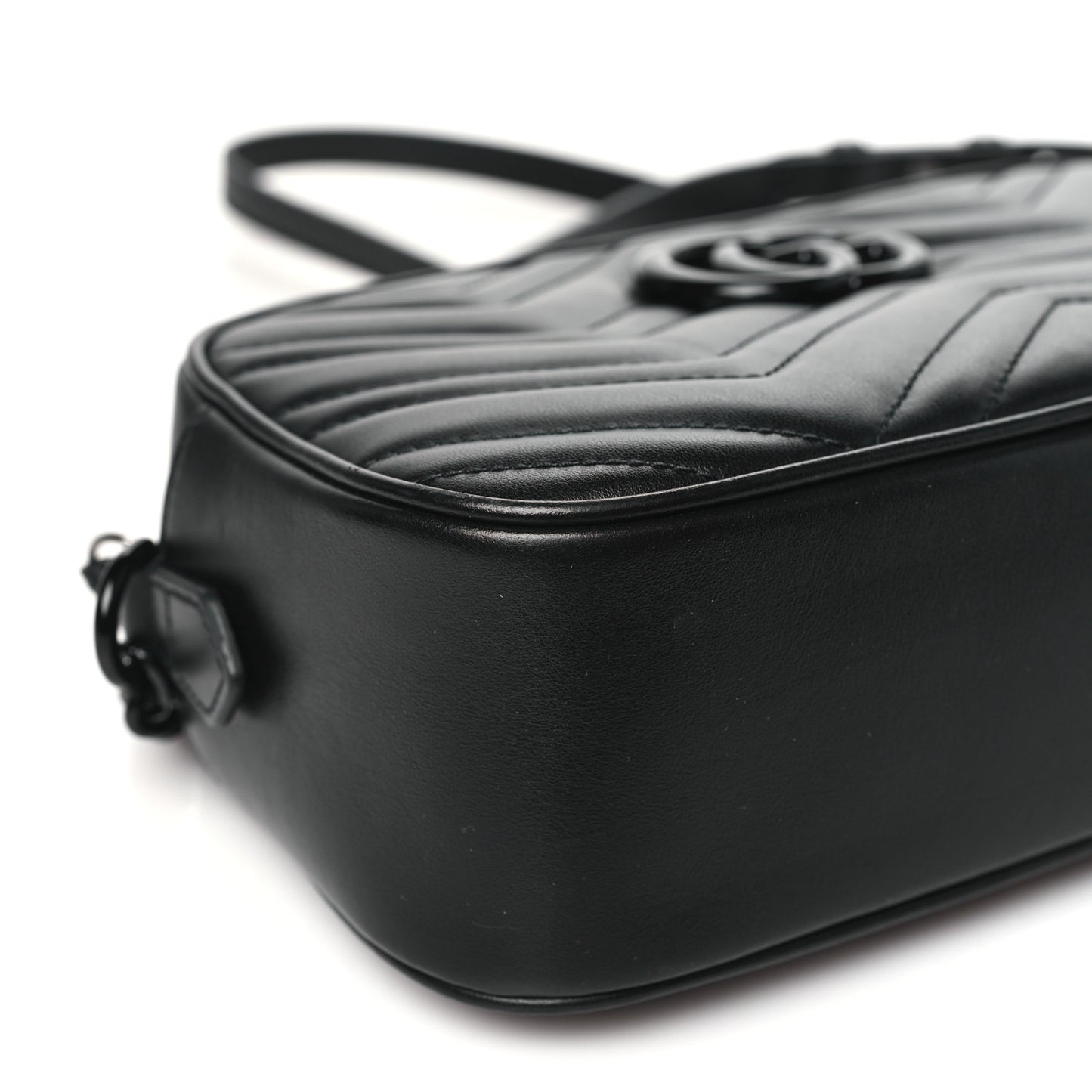 Calfskin Matelasse Monochrome Small GG Marmont Chain Shoulder Bag Black