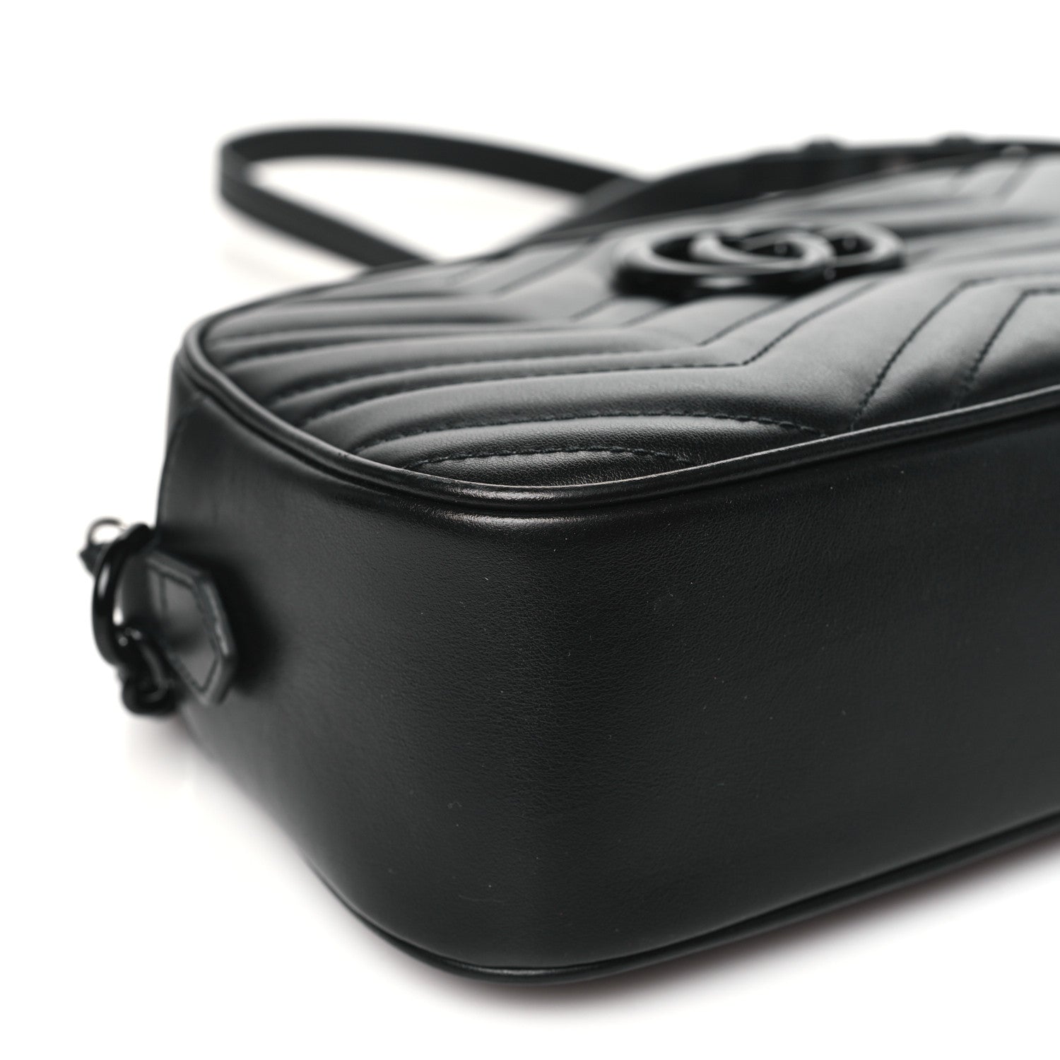 Gucci Calfskin Matelasse Monochrome Small GG Marmont Chain Shoulder Bag Black 9 of 10