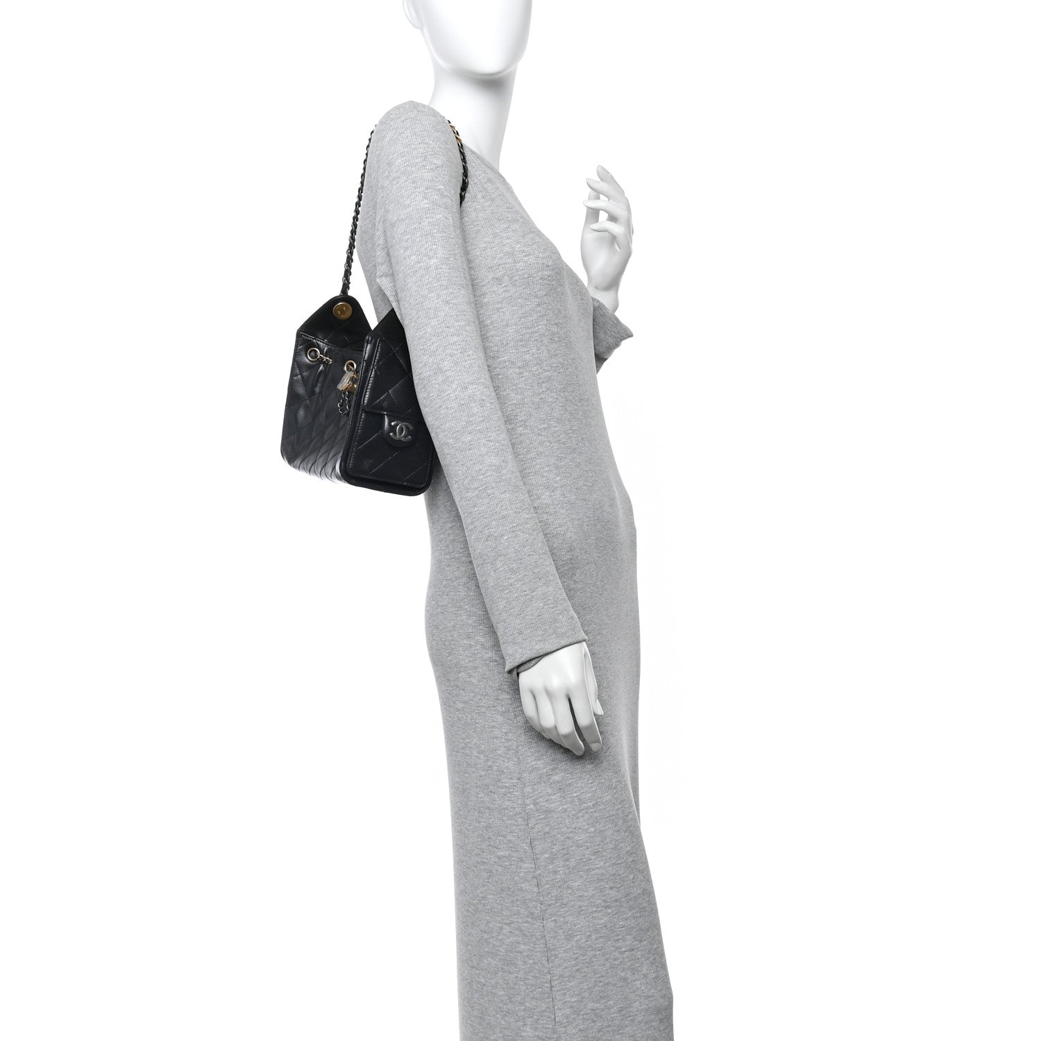 Chanel Shiny Crumpled Quilted Mini Chanel 25 Handbag Black 1774613