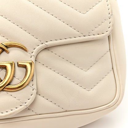 Gucci Calfskin Matelasse Super Mini GG Marmont Shoulder Bag White 13 of 18