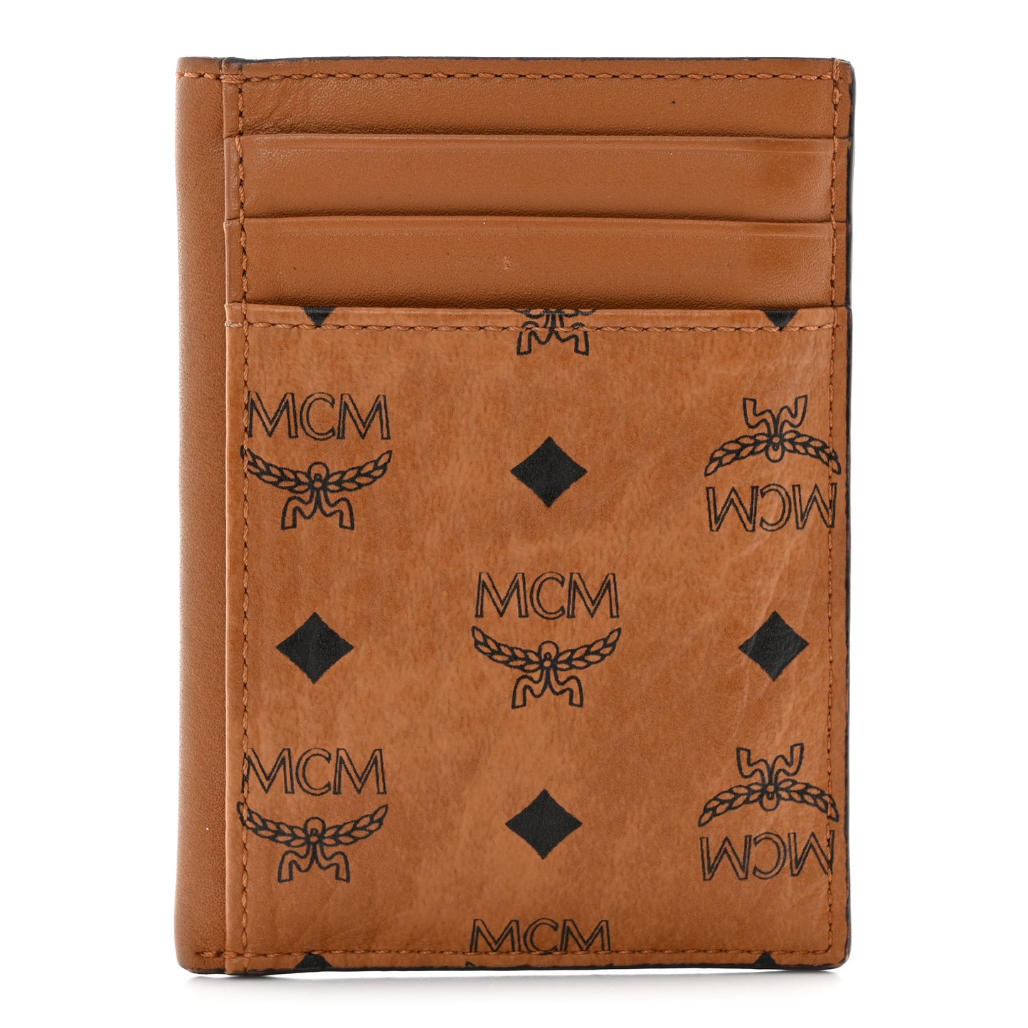 Visetos Money Clip Card Case Cognac