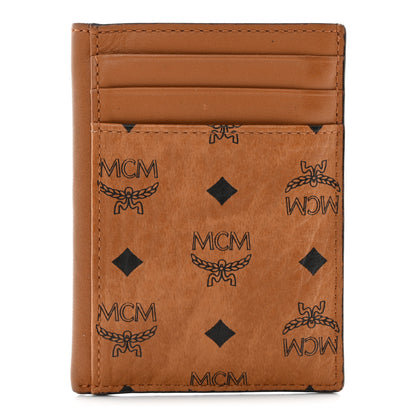 MCM Visetos Money Clip Card Case Cognac 1 of 12