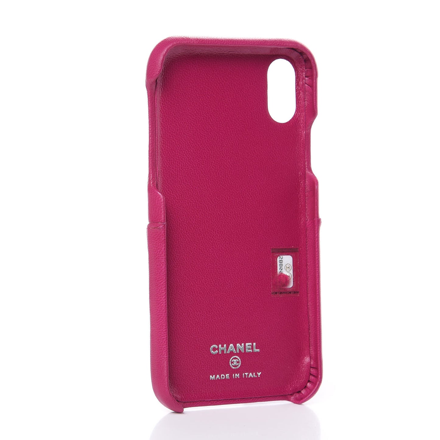 Lambskin Quilted iPhone X Coco Tech Case Fuchsia