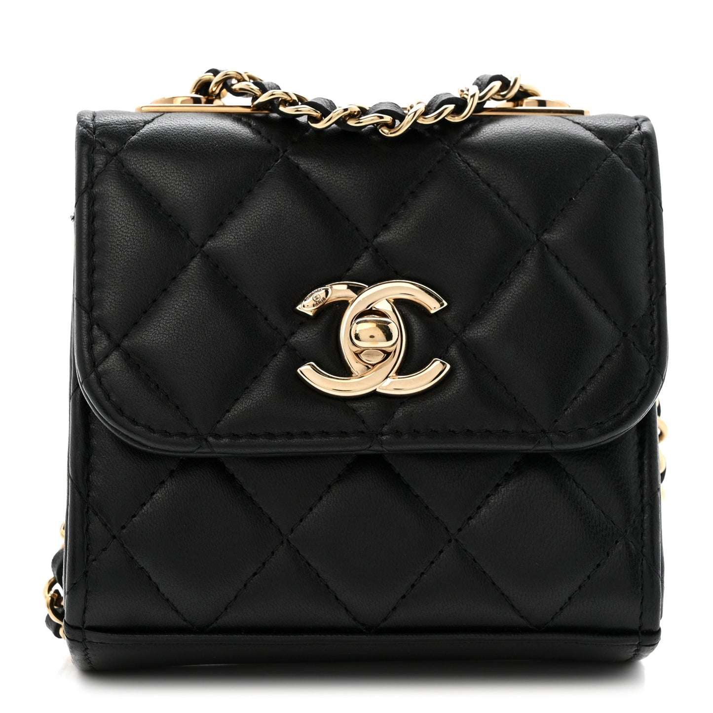 Lambskin Quilted Mini Trendy CC Clutch With Chain Black