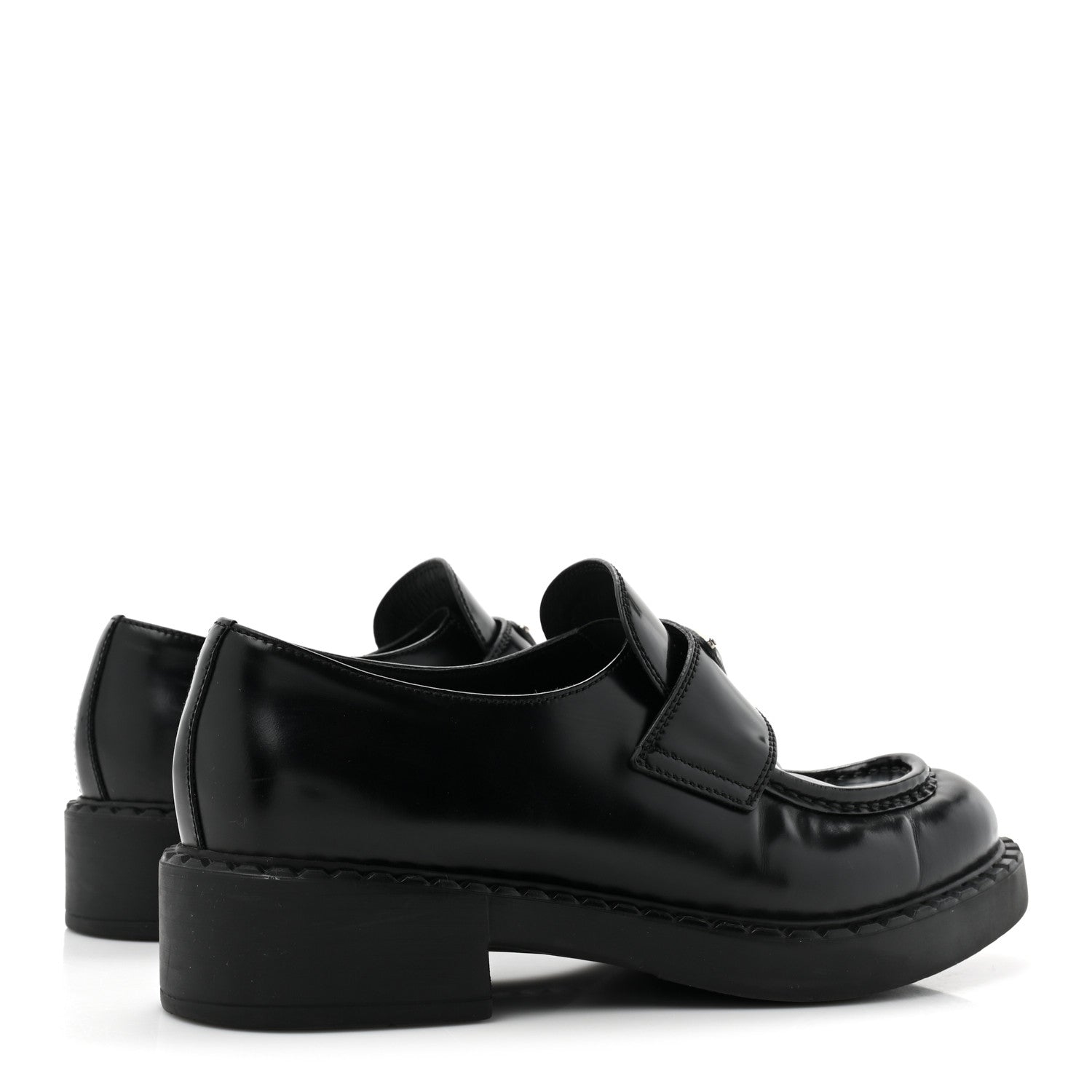 Prada Vernice Triangle 50mm Loafers 40 Black 4 of 13