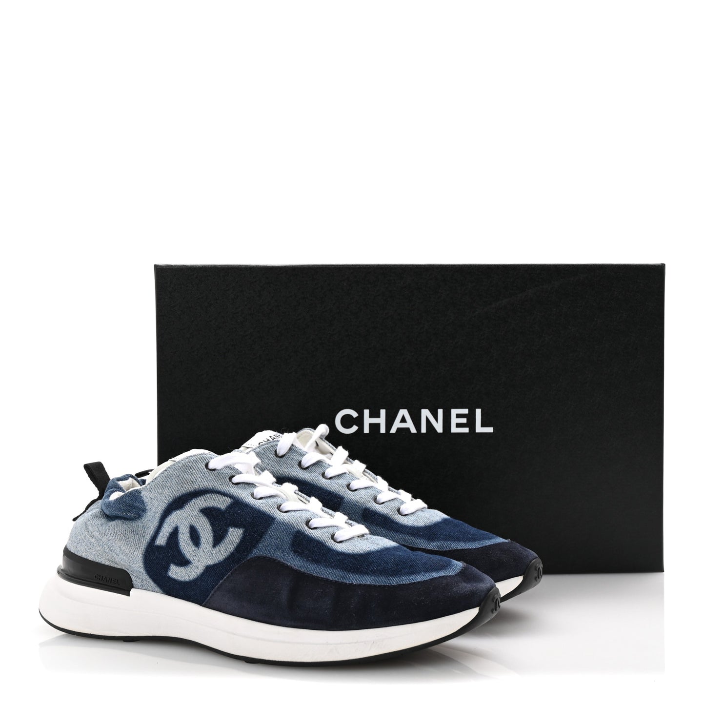 Denim Suede Calfskin Mens CC Sneakers 43 Blue
