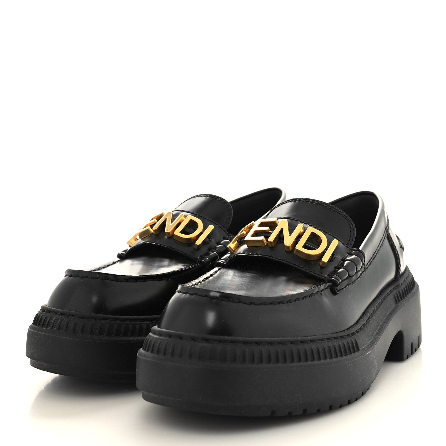 Fendi Vitello Abrasivato Fendigraphy 50mm Loafers 38 Black 3 of 8