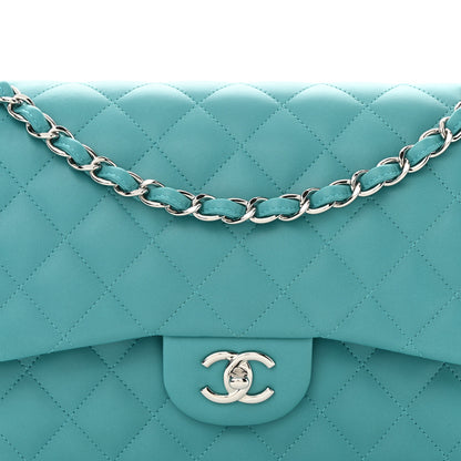 Chanel Lambskin Quilted Jumbo Double Flap Turquoise 6 of 12