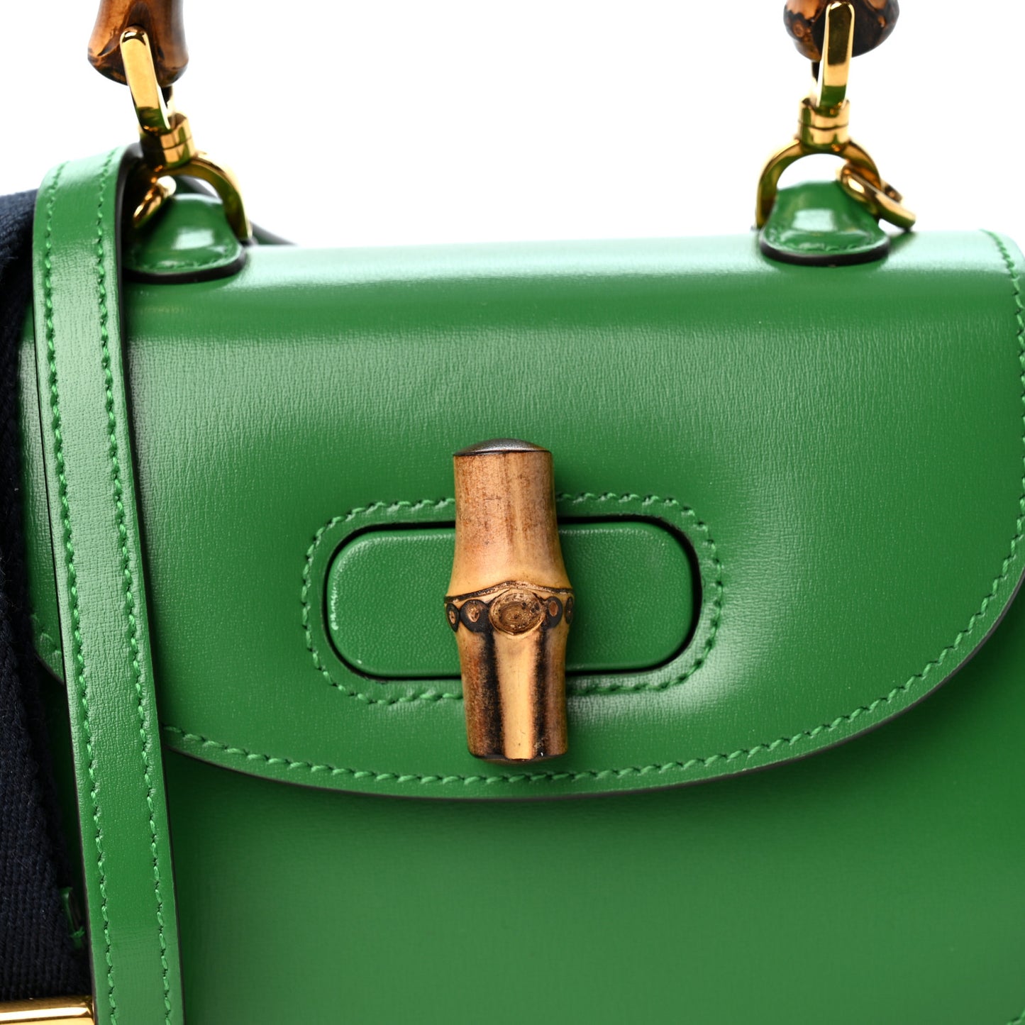 Boarded Dyana Lux Calfskin Mini Bamboo 1947 Top Handle Bag Spring Green