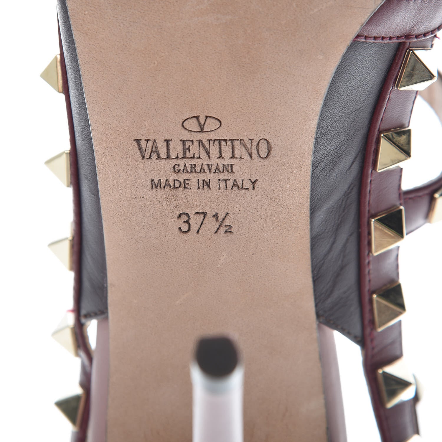 Valentino Garavani Calfskin Nappa Rockstud Ankle Strap 100mm Pumps 37.5 Griotte 8 of 10
