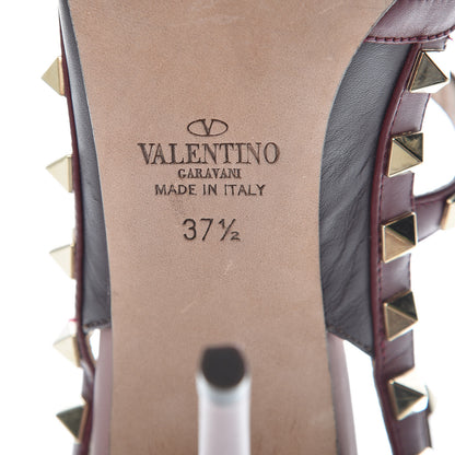 Valentino Garavani Calfskin Nappa Rockstud Ankle Strap 100mm Pumps 37.5 Griotte 8 of 10