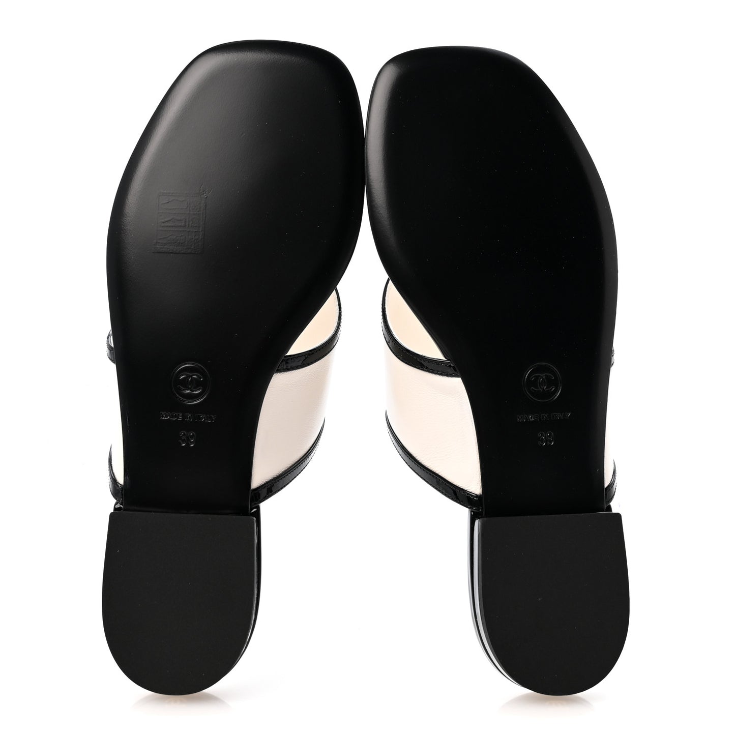 Lambskin Patent Calfskin CC Thong Sandals 39 White Black