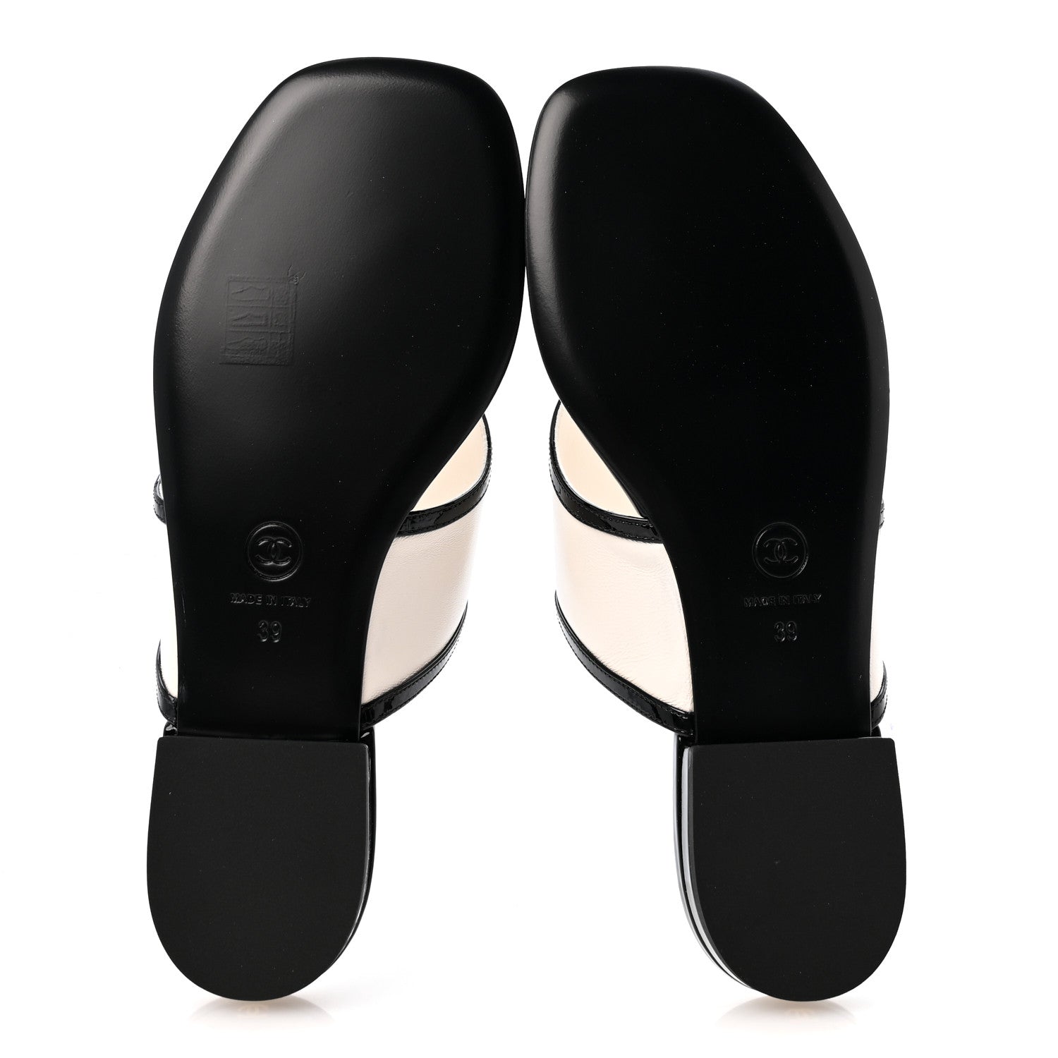 Chanel Lambskin Patent Calfskin CC Thong Sandals 39 White Black 6 of 10