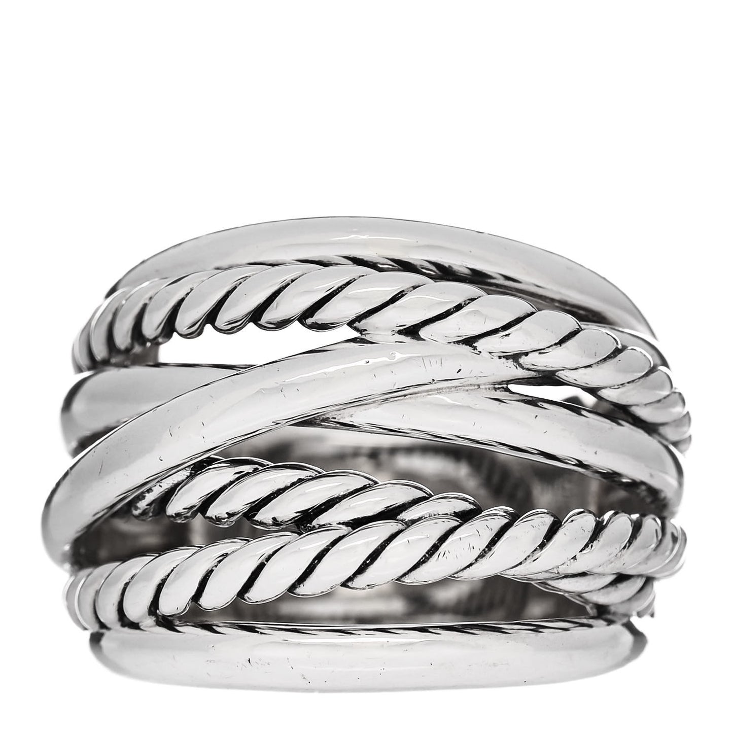 Sterling Silver 18mm Wide Crossover Cable Ring 50 5.5