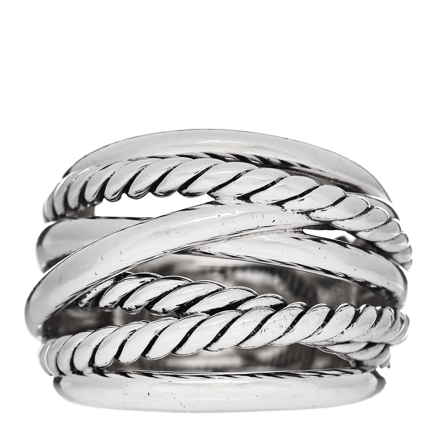 David Yurman Sterling Silver 18mm Wide Crossover Cable Ring 50 5.5 1 of 5