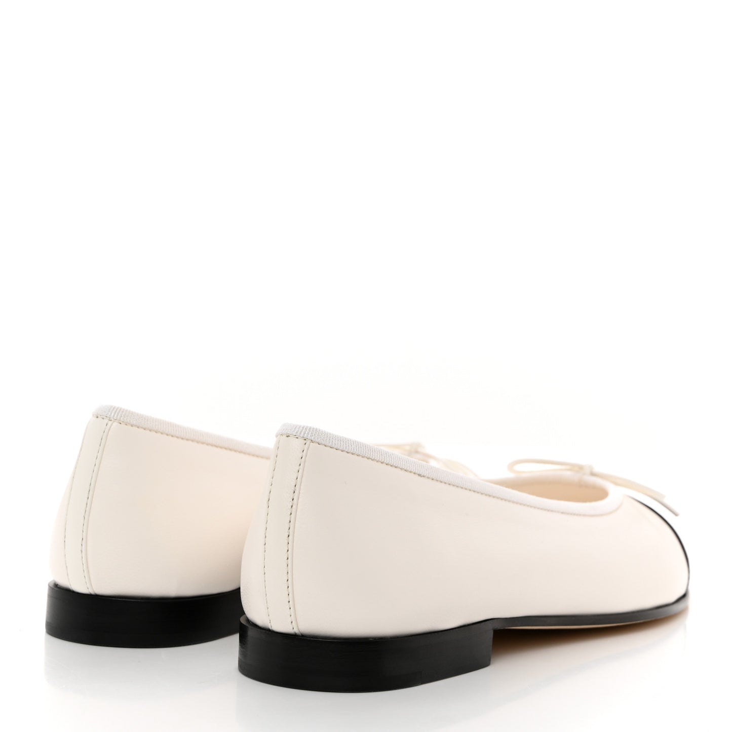 Lambskin Cap Toe CC Ballerina Flats 39 White Black