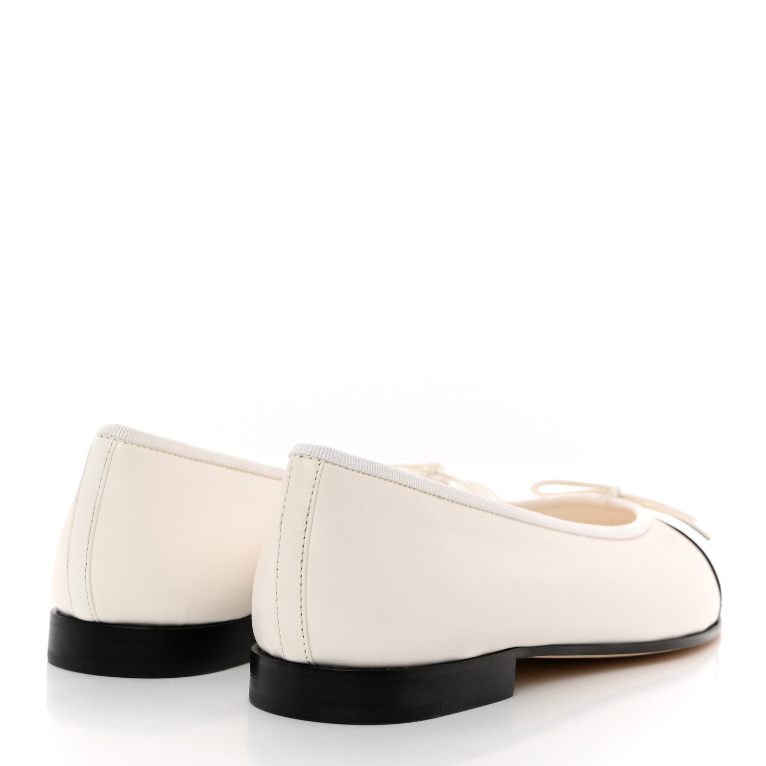 Chanel Lambskin Cap Toe CC Ballerina Flats 39 White Black 4 of 10