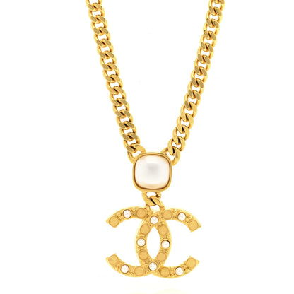 Chanel Metal Pearl CC Chain Pendant Necklace Gold 4 of 7