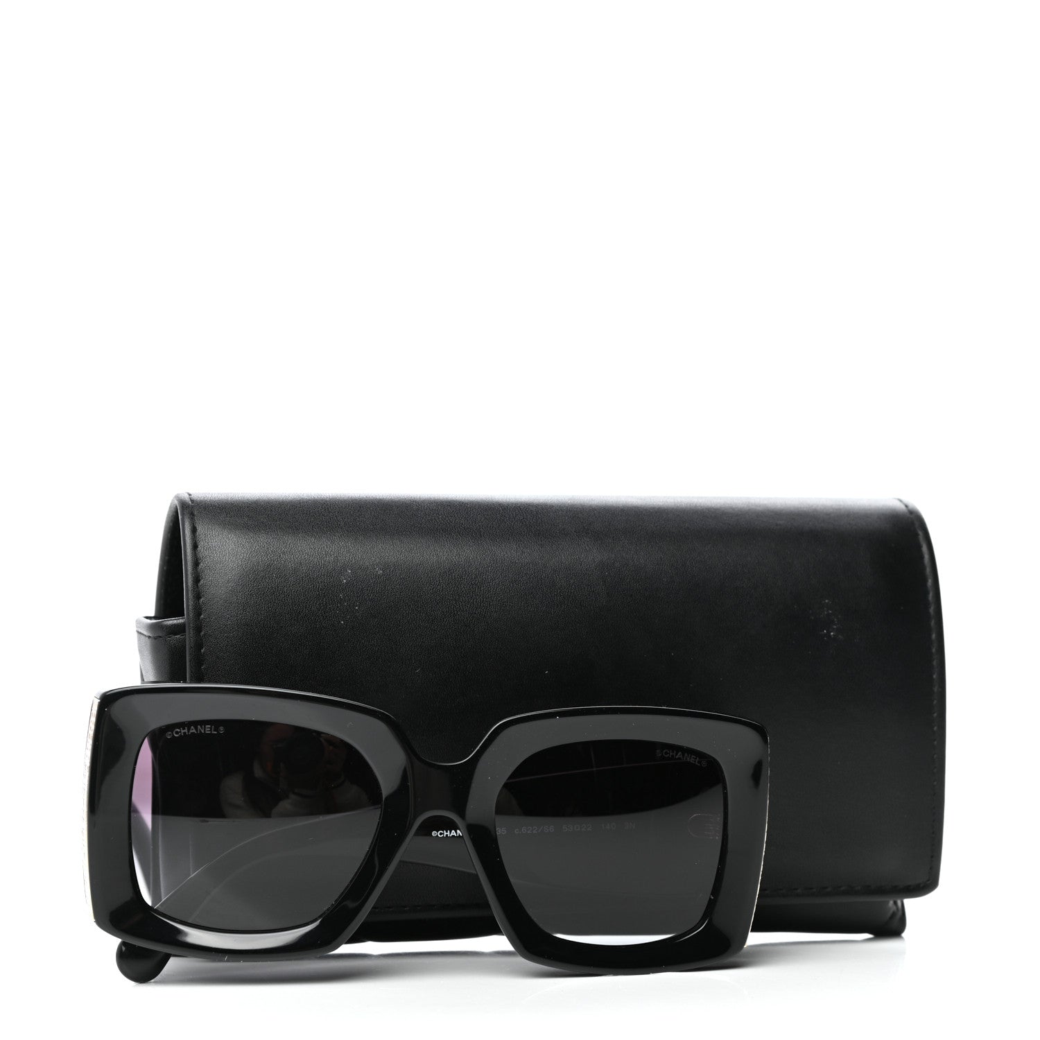 Chanel Acetate Rectangle Sunglasses 5435 Black 8 of 8