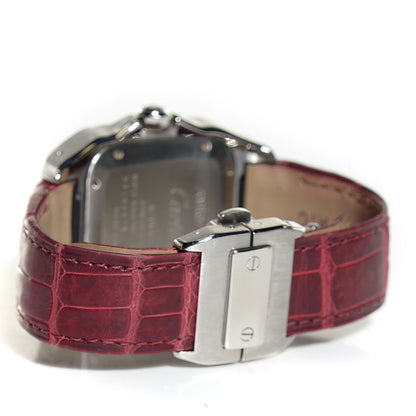 Cartier Stainless Steel Alligator 33mm Santos 100 Automatic Watch Red 4 of 8