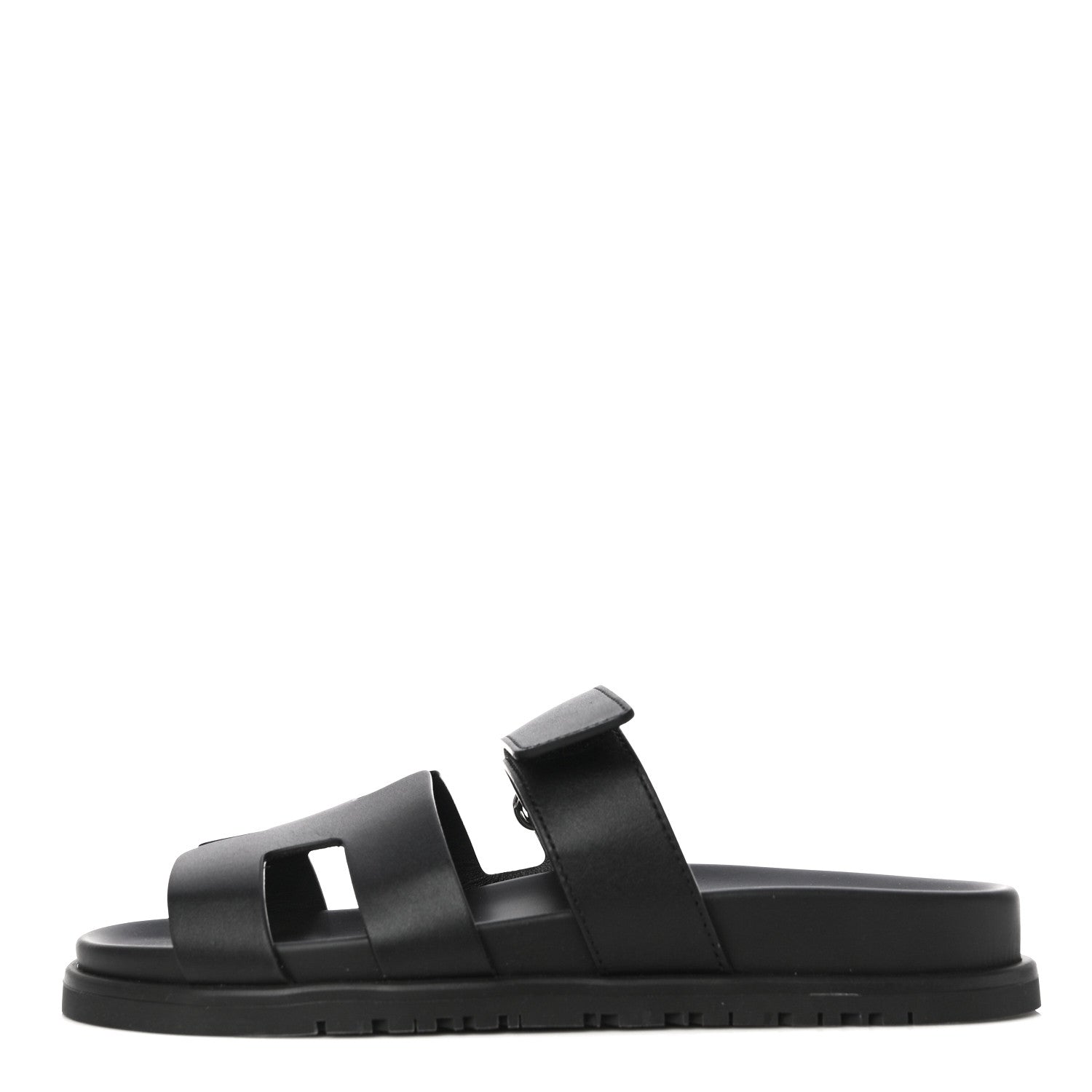 Hermes Calfskin Womens Chypre Sandals 37 Black 1 of 10